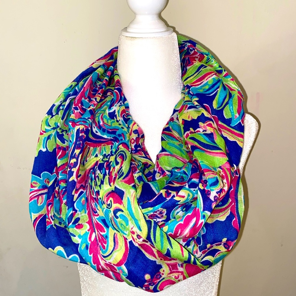 Lilly Pulitzer pink purple turquoise lime floral colorful infinity scarf